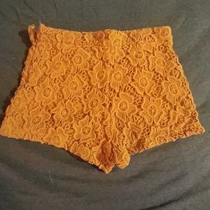 2/$10 Forever 21Yellow Crochet Patterned Shorts